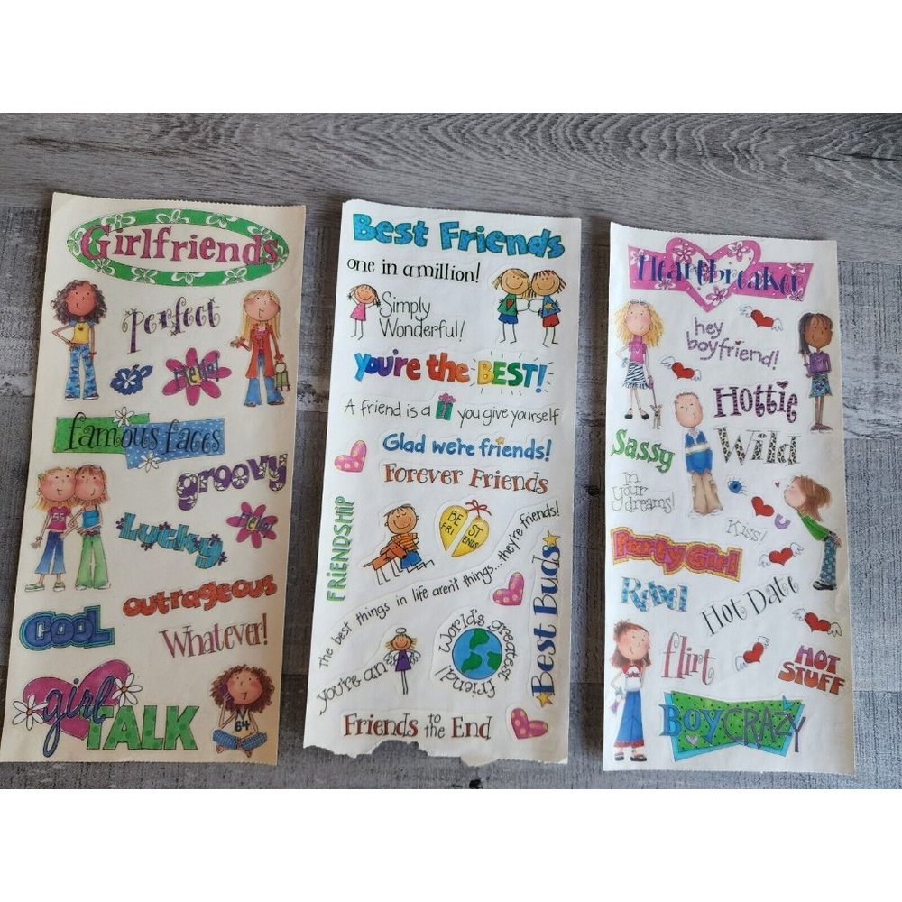 Jumbo Sticker Sheet - MAMBI Girls Girlfriends Pink Scrapbooking NEW Retired #39